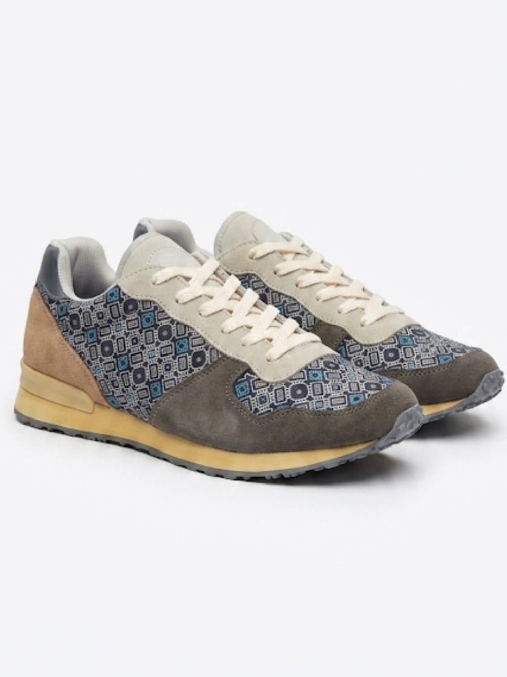 Inkkas Manu Handmade Geometric Suede Jogger Sneakers
